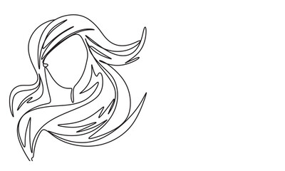 Woman face one line continuous. Portrait line art. Hand drawn vector art.