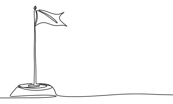 Flag one line continuous. Flag line art. Hand drawn vector art.