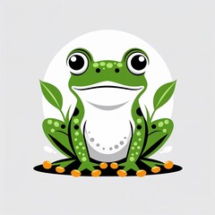 Fototapeta premium frog on plain white background childish style illustration