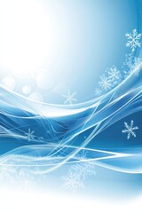 Christmas Blue Background with Snowflakes and Waves
