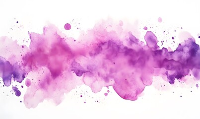 Obraz premium Watercolor splash in purple and pink colors on a white background. Generative AI