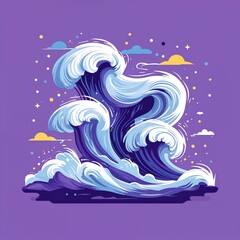 Fototapeta premium gust of wind on plain purple background childish style illustration