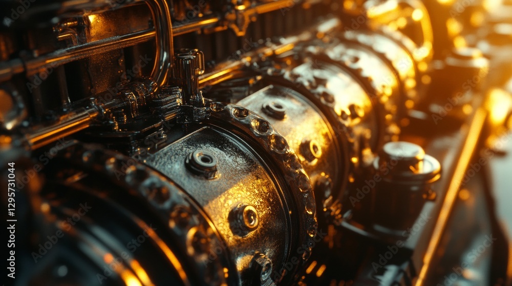 Poster engine maintenance action industrial facility close-up image mechanical environment detailed viewpoi
