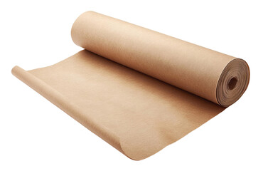 Fototapeta premium Roll of brown kraft paper, isolated on transparent cutout background