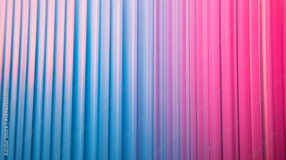 Poster striking vertical lines in shades of blue and pink intertwine, forming a mesmerizing gradient that e