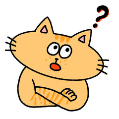 はてな？と思っている茶トラのねこのイラスト