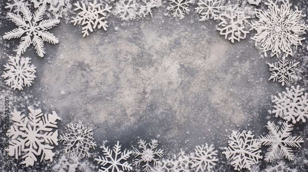 Poster delicate snowflake composition on a textured background
