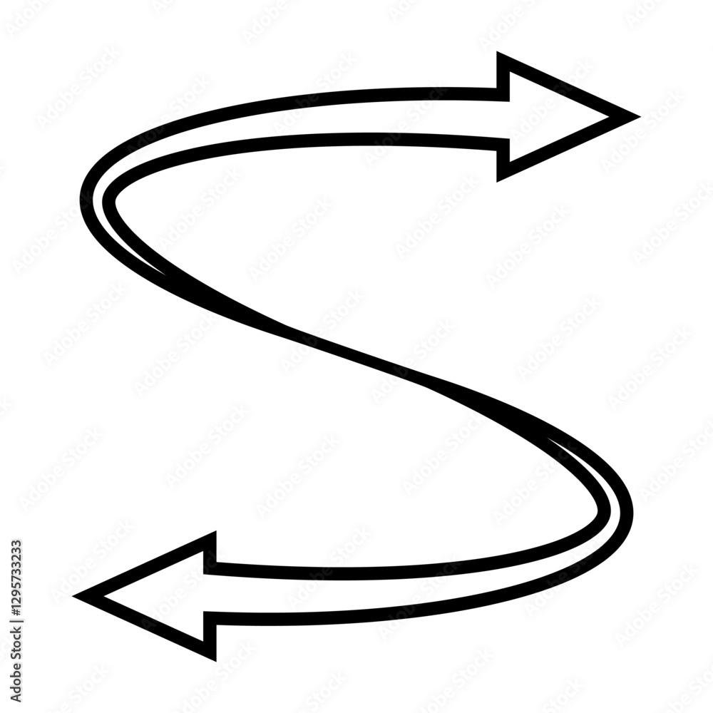 Poster Twisting Black Arrows, Dynamic Curves in Spiraling Motion