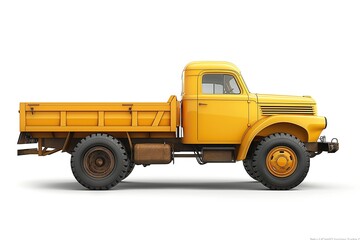 Fototapeta premium Vintage yellow pickup truck with a rugged design, showcasing a nostalgic charm and sturdy build.