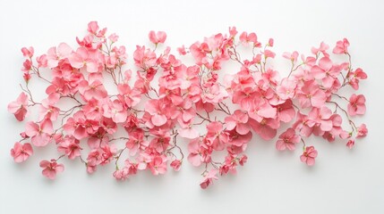Fototapeta premium Vibrant Pink Flowers Flat Lay With Top Down Perspective View
