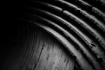 Fototapeta premium Dusty metal tunnel interior; abstract texture