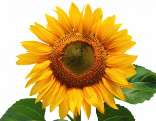 Obraz premium Bright yellow sunflower stems with green leaves 