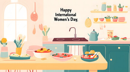 International women's day concept, food pictures