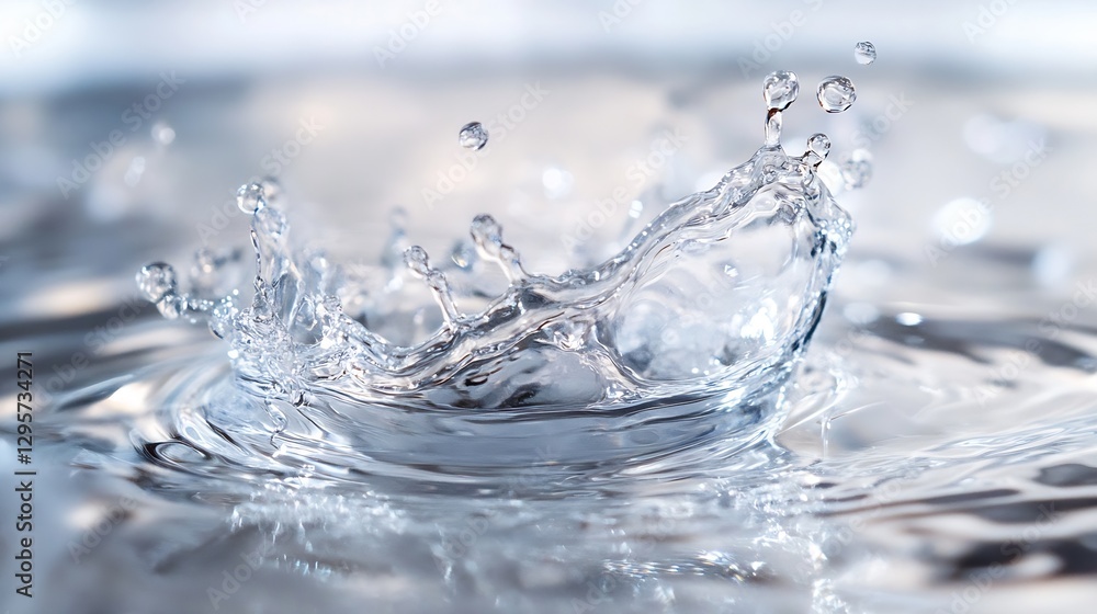 Aufkleber vibrant water splash captured in motion with droplets forming a perfect crown shape : generative ai
