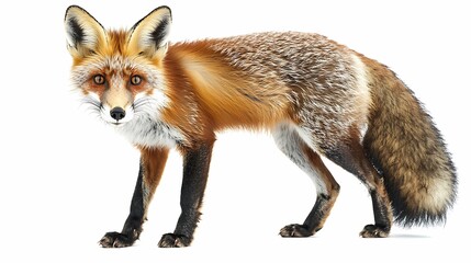 Fototapeta premium The image showcases a detailed representation of a red fox with a vivid fur pattern and piercing eyes.