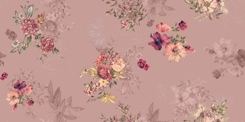 Seamless Beautiful Abstract Watercolor Colorful Flowers stock