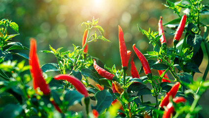 Chili garden, Chili agriculture industry, Organic chili garden