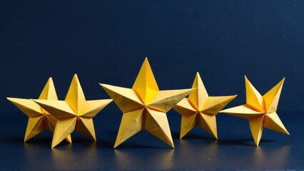 Fototapeta premium golden origami stars shining against a deep blue backdrop
