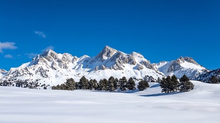 Fototapeta premium Majestic snowcovered mountain peaks under a clear blue sky showcasing natural beauty and serenity : Generative AI