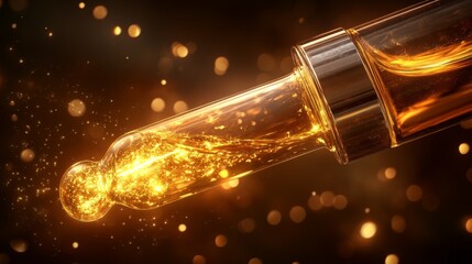 Glowing Vitamin Serum in Dropper with Sparkling Liquid Release