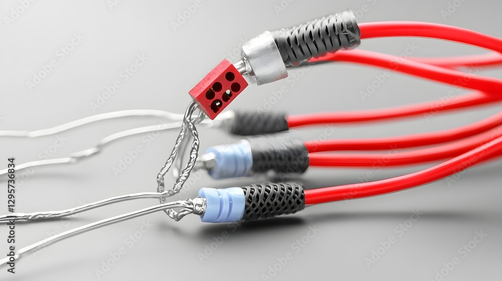 Aufkleber Close up view of a twisted pair of electrical wires being soldered and insulated with heat shrink tubing