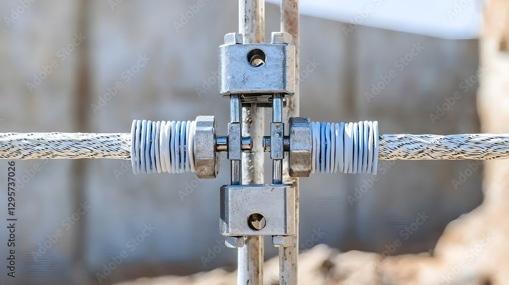 Poster close up view of a wire nut being used to safely connect two electrical wires the metal wire nut is 