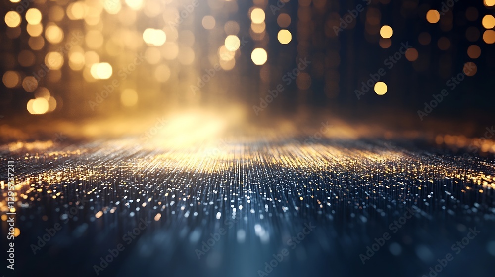 Leinwandbilder beautiful shimmering background texture with golden bokeh lights and glimmering reflections on dark 
