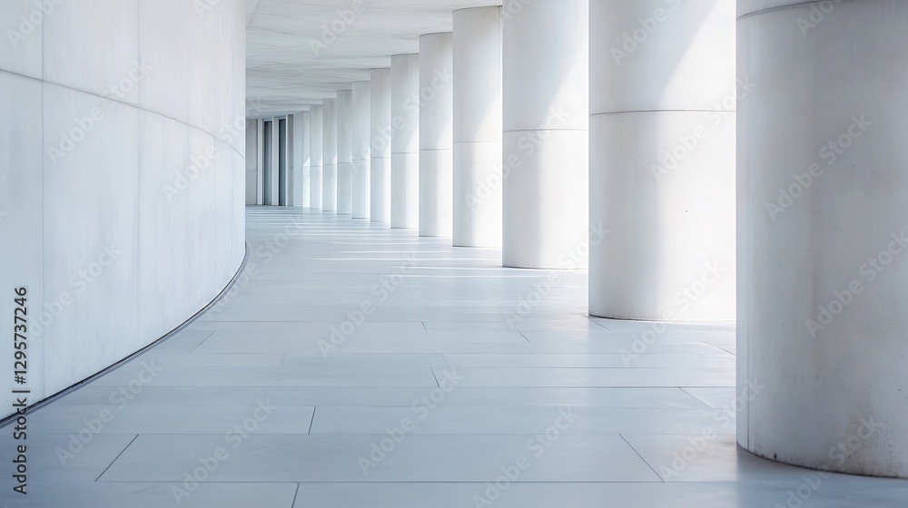 Aufkleber stunning architectural design featuring pristine white pillars in a modern corridor : generative ai