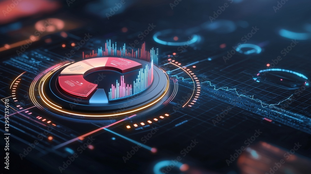 Poster explore a modern data visualization design featuring colorful charts and graphs, showcasing analytic