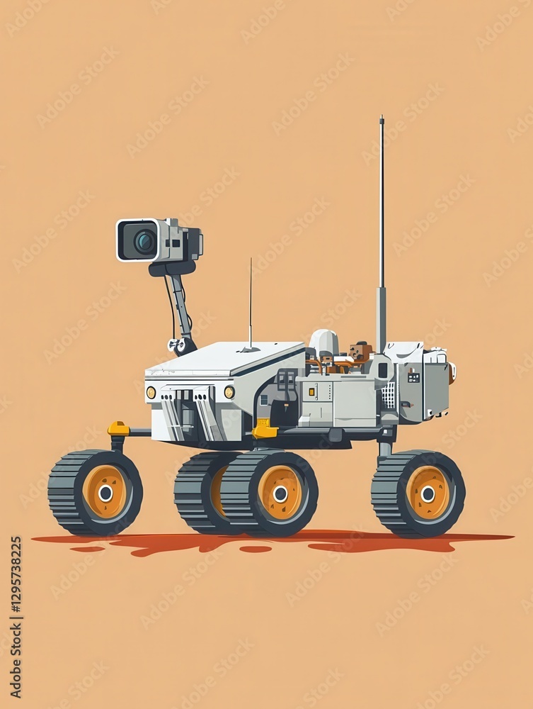Aufkleber mars rover with camera and antenna icon. robotic space autonomous vehicle for planet exploration and