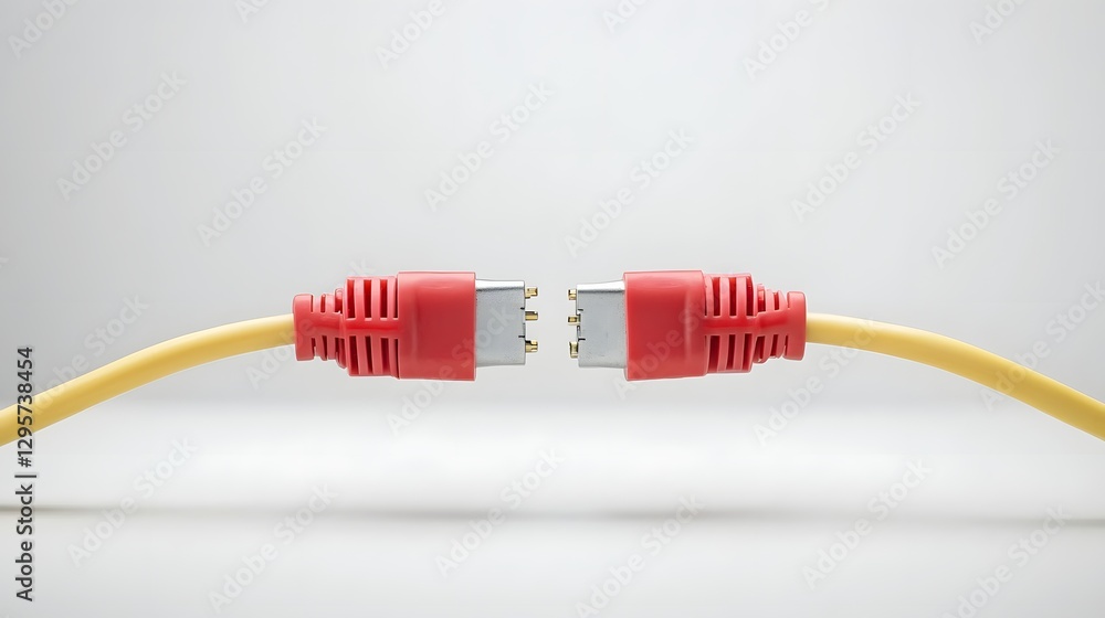 Poster Close up view of two electrical wires joined together securely using a red butt connector tool  The connector provides a reliable and durable connection for electrical wiring cables and circuits