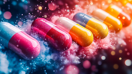 Colorful Pills with Sparkling Effects