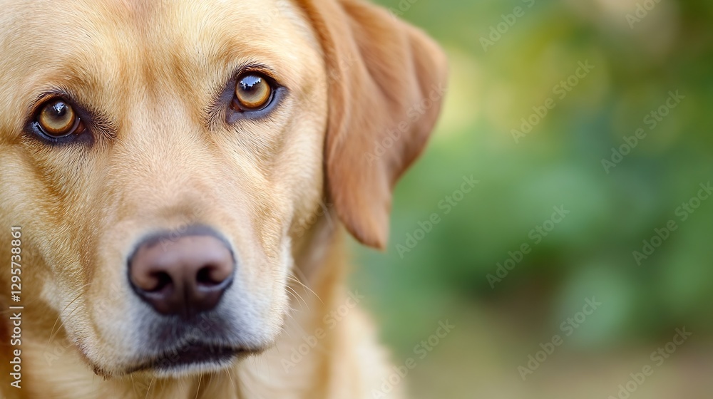 Poster Close-Up Portrait of a Friendly Labrador Retriever with Warm Expression : Generative AI