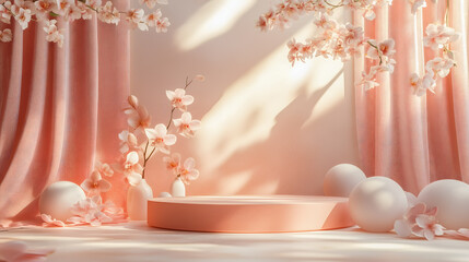 Soft Pink Floral and Minimalist Display Setup