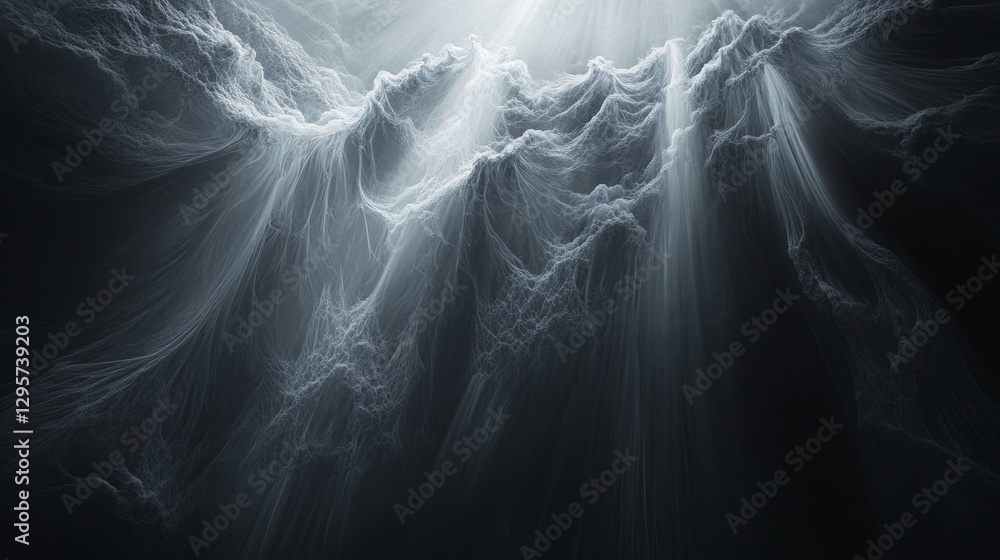 Poster mesmerizing black canvas with radiant light pulsating through