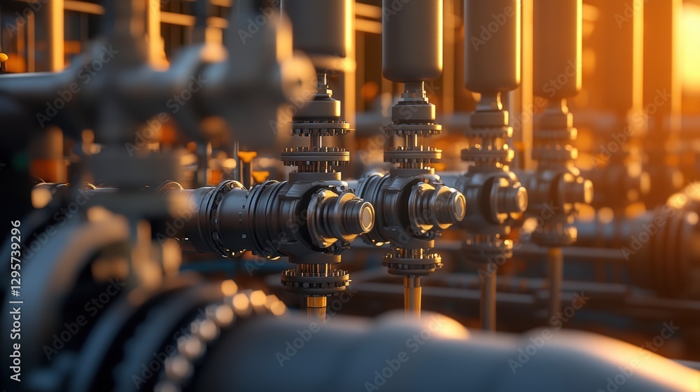 Poster close up view of industrial machine with camera blur highlighting mechanical details and components