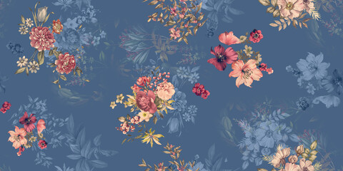 Seamless Beautiful Abstract Watercolor Colorful Flowers stock