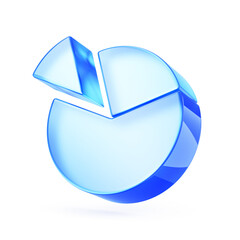 Pie chart icon on transparent background  - 3d illustration
