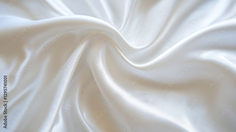 Poster luxurious white silk fabric draped elegantly creating soft gentle waves : generative ai