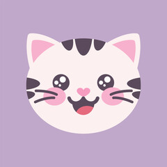 Cute cat character icon. Cat cartoon mascot emoji. Vector illustration