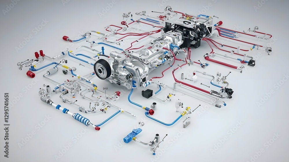 Aufkleber detailed view of a complex wiring harness with labeled connectors showcasing the organized and syste