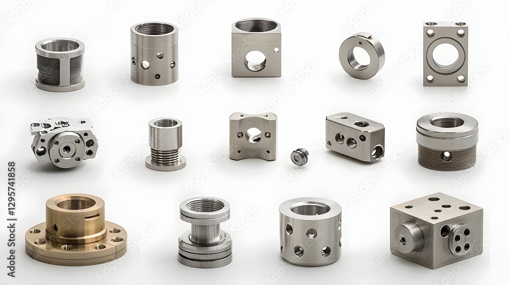 Aufkleber detailed view of precision engineered metal components and parts produced through the advanced vacuu