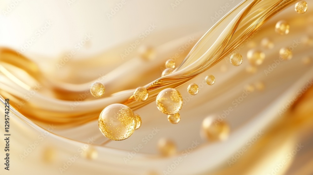 Poster minimalistic composition of fluid elements in soft golden tones