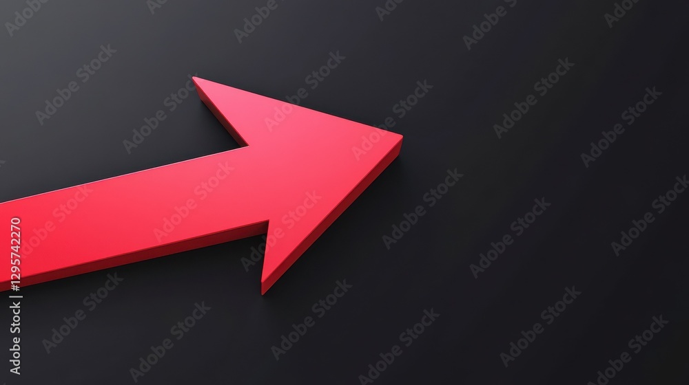 Poster a dynamic red arrow representing growth and progress on a minimalistic background. ideal for busines