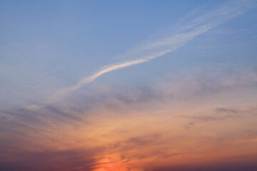 Beautiful sunset sky with amazing colorful clouds