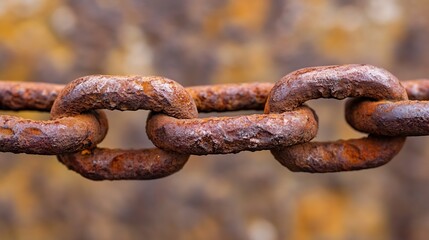 Fototapeta premium Close Up of Rusty Metal Chain Links Creating a Weathered Industrial Texture : Generative AI