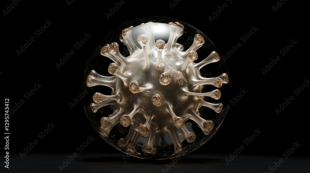 Poster isolated 3d-rendered virus encapsulated in a transparent, protective shell.