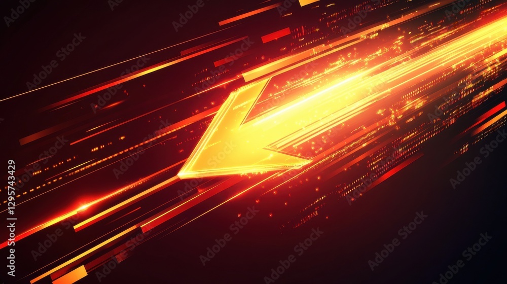 Poster abstract red neon light arrow speed background. futuristic glow tech gamer graphic for banner. fast 
