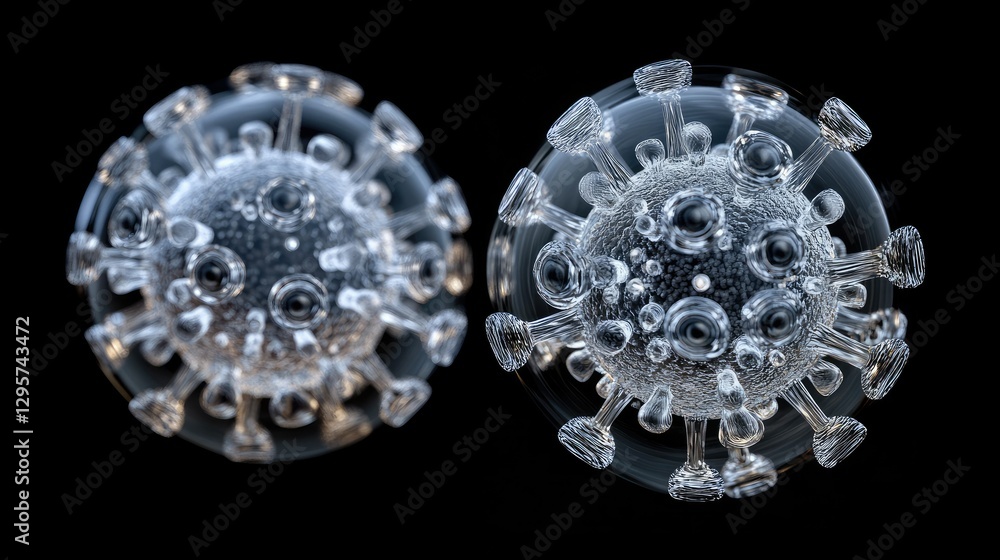 Poster isolated 3d-rendered virus encapsulated in a transparent, protective shell.