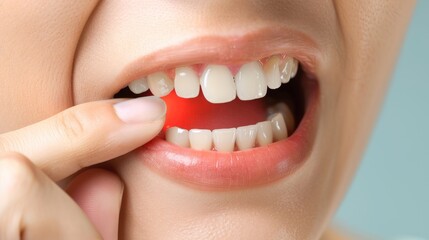 Obraz premium Dental examination of woman experiencing toothache and periodontal disease in wisdom teeth